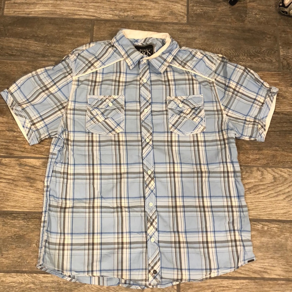 Buckle Blue Plaid Short Sleeve Shirt